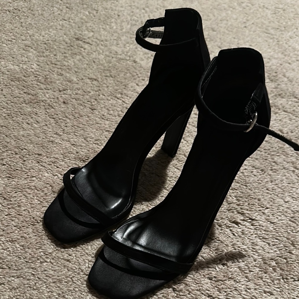 Forever 21 Black Sleek Heels with Ankle Strap